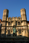 Canterbury, Kent, South East England: Christchurch Gate, between the Cathedral and Butter Market - Burgate - bronze figure of Christ in the centre - photo by I.Middleton