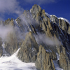 France  - Petit Dru / Petit Aiguille du Dru, Haute-Savoie: seen from the the mountain-station Le Montevers - scarp - west ridge of the Aiguille Verte, Graian Alps - photo by W.Allgower