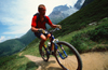 Chamonix, Haute-Savoi, Rhne-Alpes, France: mountainbiker on a steep track - Tour du Mont Blanc trail - photo by S.Egeberg