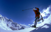 La Grave, Brianon, Hautes-Alpes, PACA, France: fast snowshoeing down powder slopes at Serre Chevalier - photo by S.Egeberg