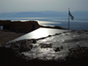 Israel - Masada: little Masada and the Israeli flag over the Dead Sea - Unesco world heritage site - photo by M.Bergsma