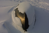 Latvia - Ventspils: february snow covers a boat - winter - harbor (photo by A.Dnieprowsky)