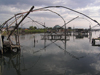 Montenegro - Crna Gora - Bojana river: traditional fishing nets - border with Albania - Ada Bojana - photo by J.Kaman