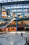 Johannesburg, Gauteng, South Africa: Carlton Center - shopping mall interior - escalator and giant chess board - Nando's - architects Skidmore, Owings and Merrill - CBD - the tallest building in Africa - photo by M.Torres