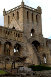 Jedburgh, Borders, Scotland: the Abbey - tower - photo by C.McEachern