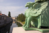 View across Ljubljanica river from Dragon Bridge, Ljubljana, Slovenia - photo by I.Middleton