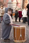 Slovenia - Ljubliana: Pust celebrations - miniature musician - photo by I.Middleton