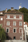 Slovenia - Ljubliana: facade along the Ljubljanica River with Ljubljana castle in background - photo by I.Middleton