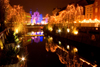 Ljubljanica Riverbanks and the Franciscan church at night - Christmas lights, Ljubljana , Slovenia - photo by I.Middleton