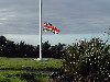 Tristan da Cunha - TDCU 1ZZ - Edinburgh: rule Britannia - the Union Jack at half staff (photo by Captain Peter)