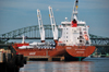 Portsmouth, New Hampshire, USA: the Deltagracht, from Amsterdam, with a cargo of wind turbine blades - freighter built at the Jinling Shipyard, Nanjing - IMO 9420801 - Spliethoff - Piscataqua River - Piscataqua River Bridge - New England - photo by M.Torres