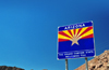 Hoover Dam, Mohave County, Arizona, USA: welcome to Arizona sign with the state flag - border with Nevada - photo by M.Torres