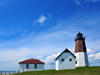 Point Judith, Narragansett, Rhode Island: Point Judith Lighthouse, with the fog signal and fuel storage buildings - entrance to Narragansett Bay - photo by M.Torres